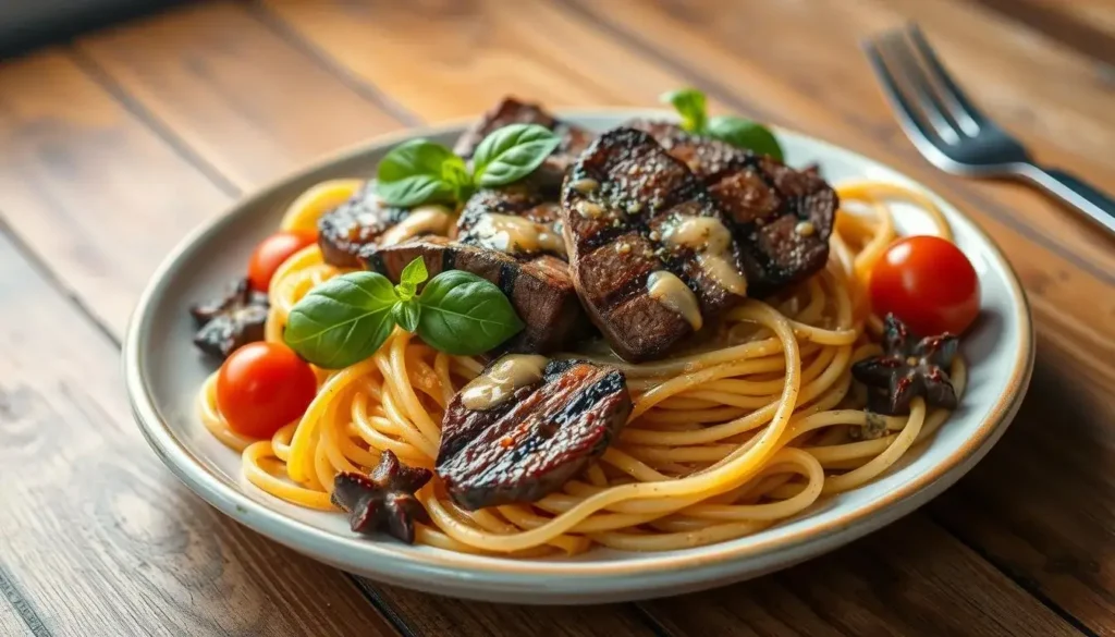 beef steak pasta